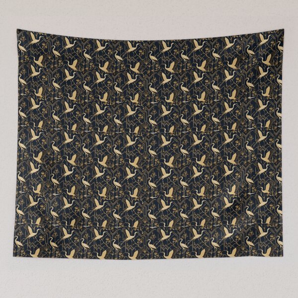 Item preview, Crane Bird Art Deco Black Gold Seamless Pattern designed and sold by Inkworksbyshery.