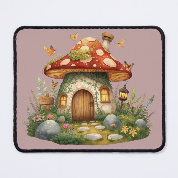 Item preview, Enchanted Mushroom Cottage | Whimsical Cottagecore Fairy House Illustration designed and sold by Silentshelf.