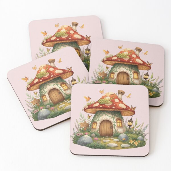 Item preview, Enchanted Mushroom Cottage | Whimsical Cottagecore Fairy House Illustration designed and sold by Silentshelf.