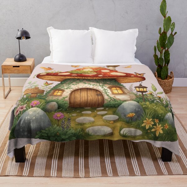 Item preview, Enchanted Mushroom Cottage | Whimsical Cottagecore Fairy House Illustration designed and sold by Silentshelf.