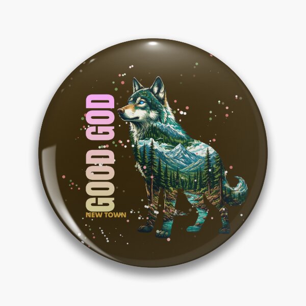 Item preview, Wolf with double exposure forest landscape with the Phrase "Good God" designed and sold by DVerse Studio.