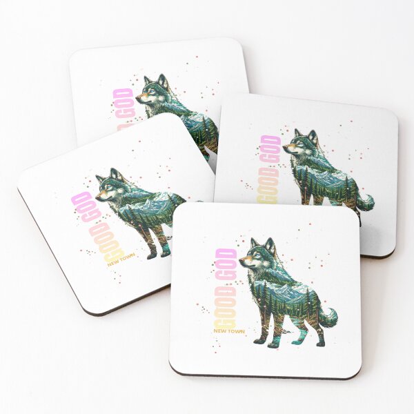 Item preview, Wolf with double exposure forest landscape with the Phrase "Good God" designed and sold by DVerse Studio.