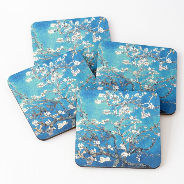 Item preview, Almond Blossom by Vincent Van Gogh in Ocean Blue Turquoise designed and sold by PureVintageLove.