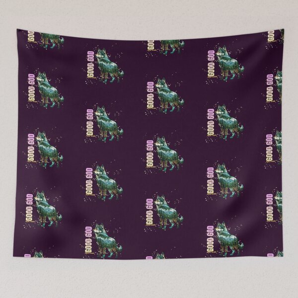 Item preview, Wolf with double exposure forest landscape with the Phrase "Good God" designed and sold by DVerse Studio.