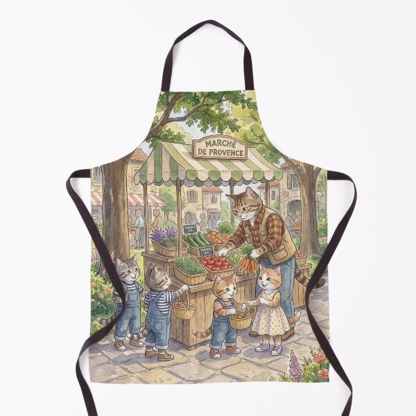 Item preview, Watercolor illustration of a rustic market with cute cats in a cozy style designed and sold by TheCoolCatsMx.