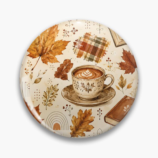 Item preview, Cozy Autumn Coffee Cup And Leaves Pattern designed and sold by Thai Vibe Studio.