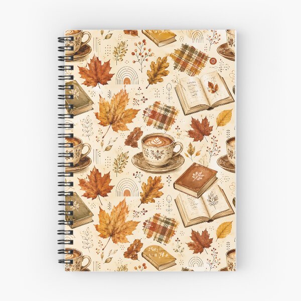 Item preview, Cozy Autumn Coffee Cup And Leaves Pattern designed and sold by Thai Vibe Studio.