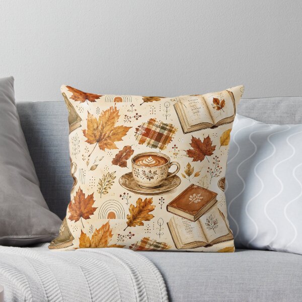 Item preview, Cozy Autumn Coffee Cup And Leaves Pattern designed and sold by Thai Vibe Studio.