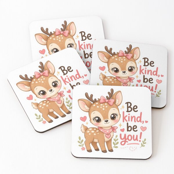 Item preview, Kawaii Deer Sticker – Be Kind, Be You! Cute Baby Deer Aesthetic Sticker designed and sold by Vegasstickers.