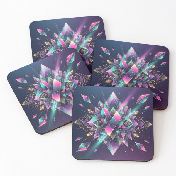 Item preview, Holographic Crystal Mandala – Iridescent Gem Burst Sacred Geometry Art designed and sold by DreamyWallVibes.