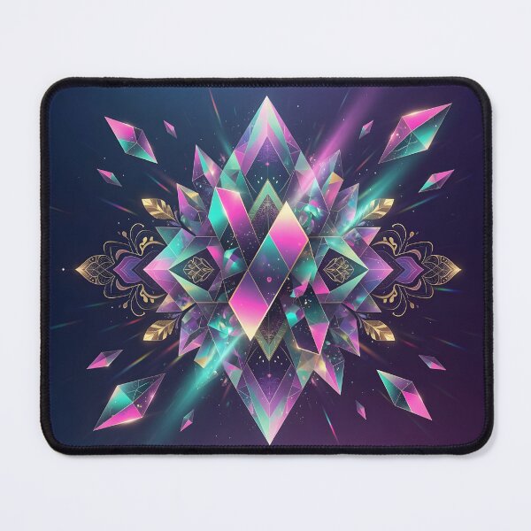 Item preview, Holographic Crystal Mandala – Iridescent Gem Burst Sacred Geometry Art designed and sold by DreamyWallVibes.