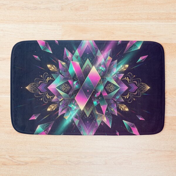Item preview, Holographic Crystal Mandala – Iridescent Gem Burst Sacred Geometry Art designed and sold by DreamyWallVibes.