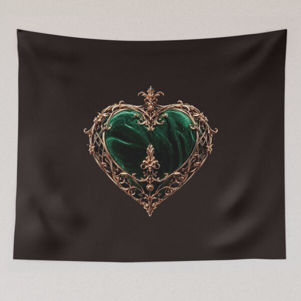 Item preview, Emerald Green Velvet Royal Heart Gold Filigree designed and sold by WonderDokkan.
