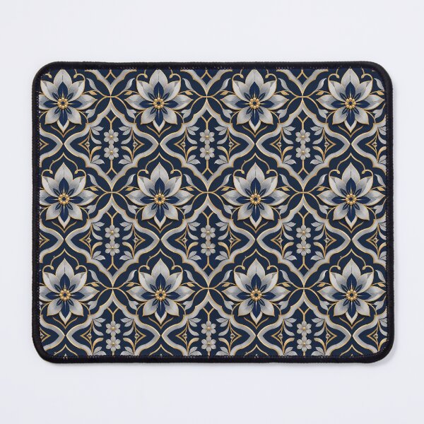 Item preview, Modern Elegant Navy Blue Gold Silver Floral Geometric Seamless Pattern designed and sold by HoneyBlizz.