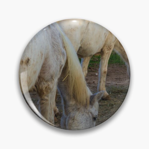 Item preview, White Horses Grazing In Rustic Farm Paddock At Sunset With Wooden Fence And Stable designed and sold by Nmallia.