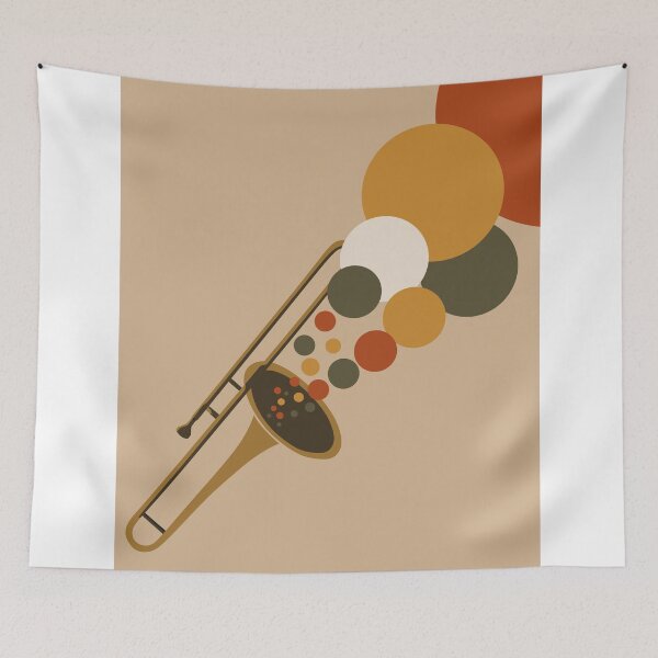 Item preview, Abstract Trombone Jazz Print | Bauhaus Music Art | Mid-Century Modern Brass Instrument Print | Minimalist Geometric Decor designed and sold by Studio pod Burom.