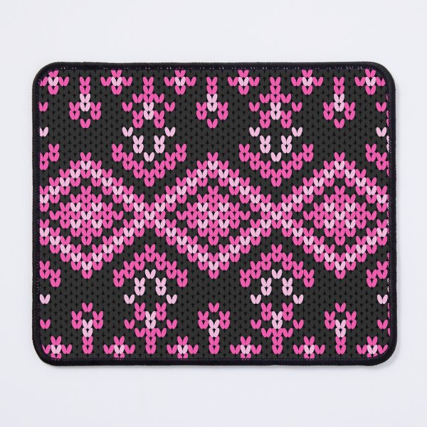 Item preview, Black and pink fair isle knitted pattern featuring motifs, geometric floral ornaments and cozy nordic sweater texture. designed and sold by Nengsang.