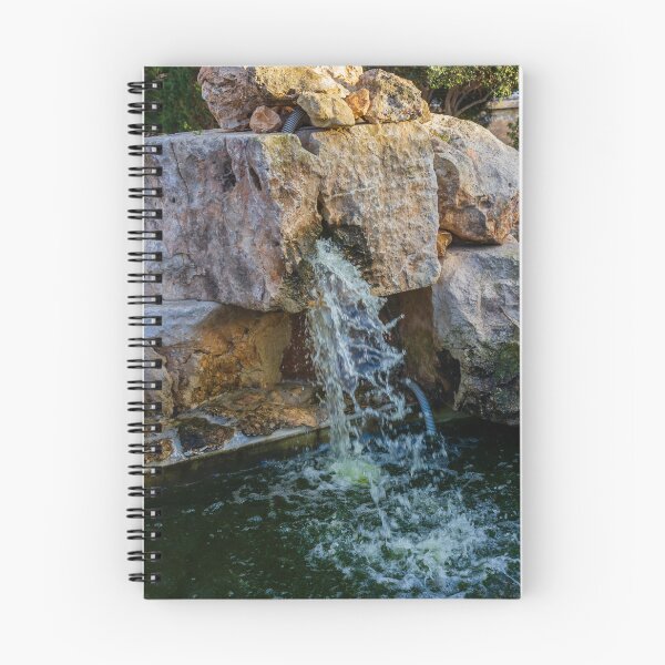 Item preview, Natural Stone Waterfall Fountain Cascading Into Pond With Mossy Rocks In Garden Setting designed and sold by Nmallia.