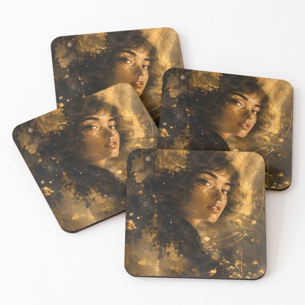 Item preview, Golden Silence – Elegant Portrait with Gold Leaf and Light designed and sold by bauschberts.