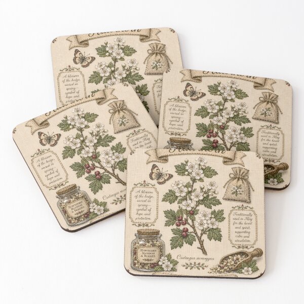 Item preview, Hawthorn Blossom Vintage Embroidered Hedgerow Botanical designed and sold by Drift Pattern Studio.