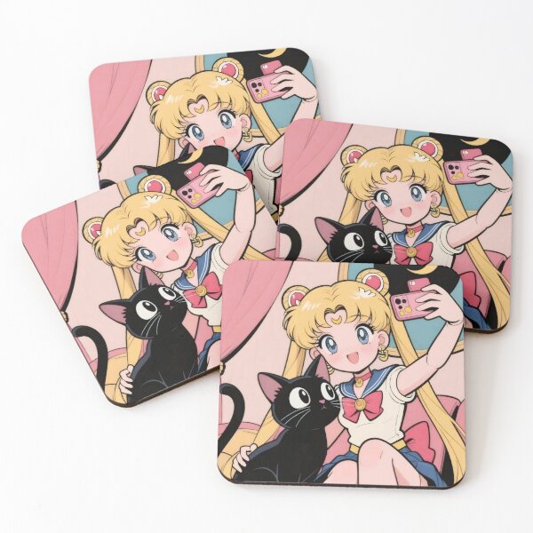 Item preview, Retro Magical Heroine and Black Cat Selfie - 90s Anime Style Art designed and sold by Billy Morfo™.