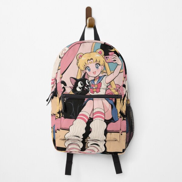 Item preview, Retro Magical Heroine and Black Cat Selfie - 90s Anime Style Art designed and sold by Billy Morfo™.