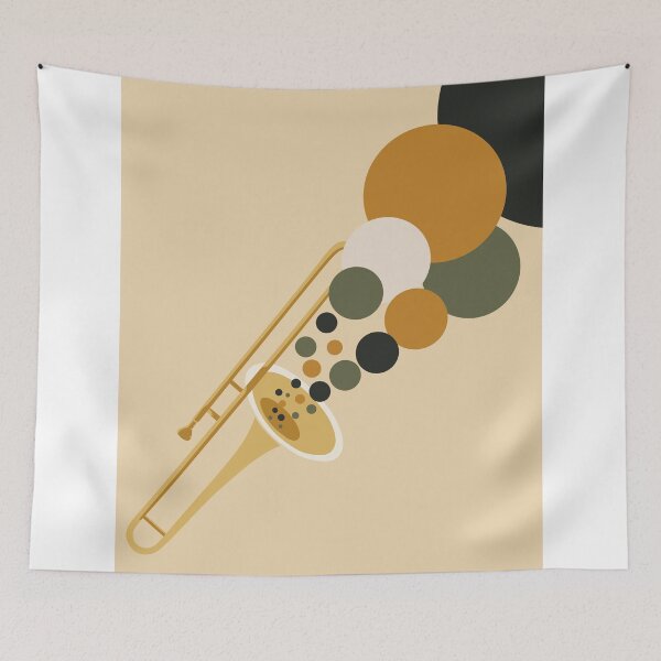 Item preview, Abstract Trombone Art | Bauhaus Music Print | Mid-Century Modern Jazz Print | Minimalist Geometric Brass Instrument Decor designed and sold by Studio pod Burom.