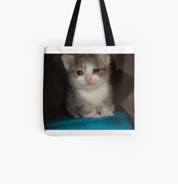 Crying Cat All Over Print Tote Bag