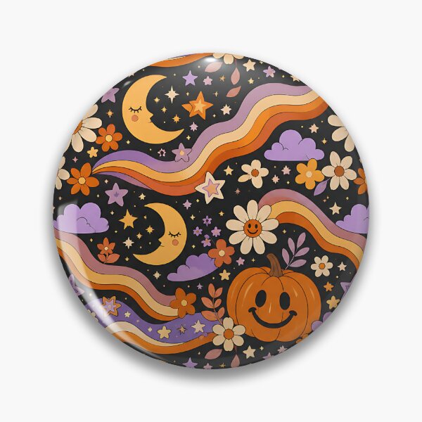 Item preview, Retro Groovy Autumn Night And Stars Pattern designed and sold by Thai Vibe Studio.