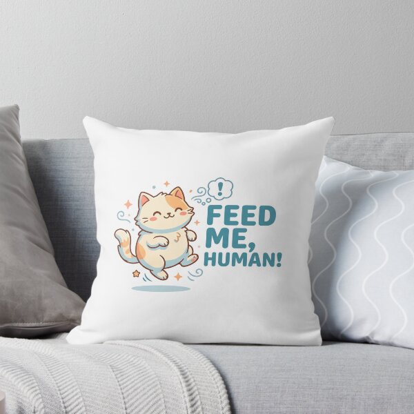Item preview, Cute Cat Feed Me Human Sticker designed and sold by CyberPunkSpace.