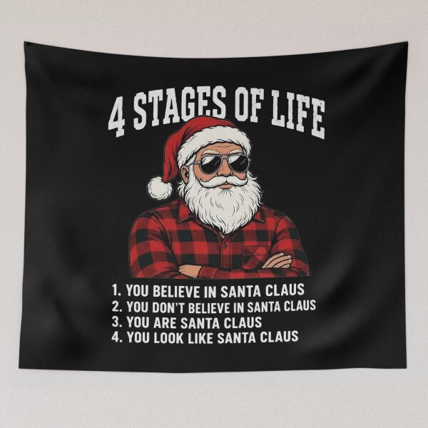 Item preview, 4 Stages of Life Santa Claus Funny Christmas Humor Men designed and sold by clothesy7.