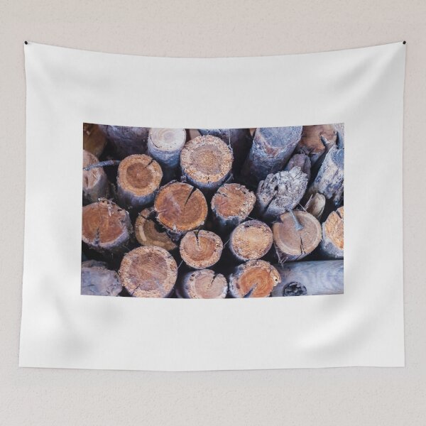 Item preview, Stacked Firewood Logs With Visible Tree Rings and Rustic Bark Texture for Winter Heating designed and sold by Nmallia.