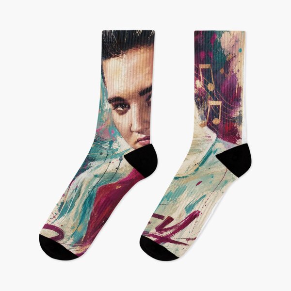 Item preview, Elvis Presley Artistic Watercolor Music Notes Portrait designed and sold by ElvisVintagePosters.