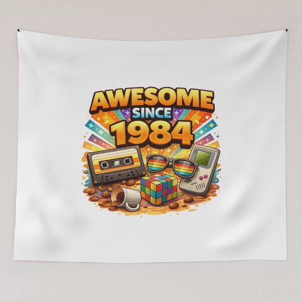 Item preview, Awesome Since 1984 Retro Birthday Vintage Eighties Design designed and sold by The-T-In-Retro.