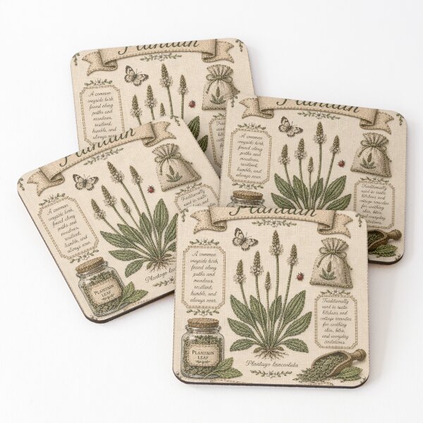 Item preview, Ribwort Plantain Vintage Embroidered Herbal Botanical designed and sold by Drift Pattern Studio.