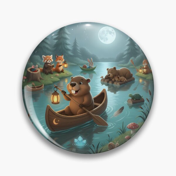 Item preview, Happy Beaver Adventures – Moonlight on Whispering River designed and sold by Clothes With Smiling Animals Walt Gral.