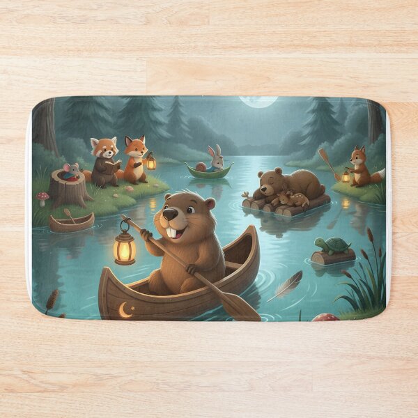 Item preview, Happy Beaver Adventures – Moonlight on Whispering River designed and sold by Clothes With Smiling Animals Walt Gral.