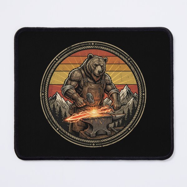 Item preview, Retro Blacksmith Grizzly Bear Vintage Badge designed and sold by DuckOddity.