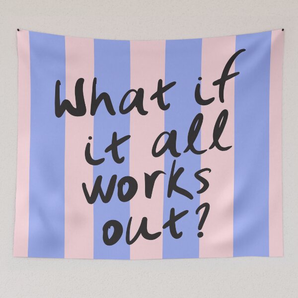 Item preview, What If It All Works Out? Retro Pastel Stripe Typography designed and sold by nineFlorals.