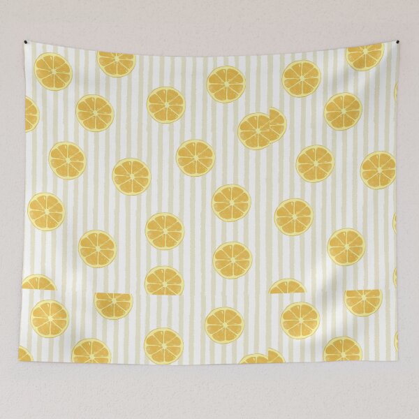 Item preview, Watercolor Lemon Slices on Soft Yellow Stripes designed and sold by NOUURRRR.