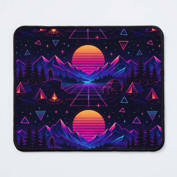 Item preview, Retro 80s Neon Mountain And Forest Pattern designed and sold by Thai Vibe Studio.