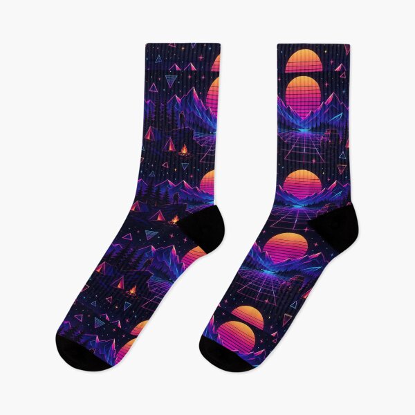 Item preview, Retro 80s Neon Mountain And Forest Pattern designed and sold by Thai Vibe Studio.