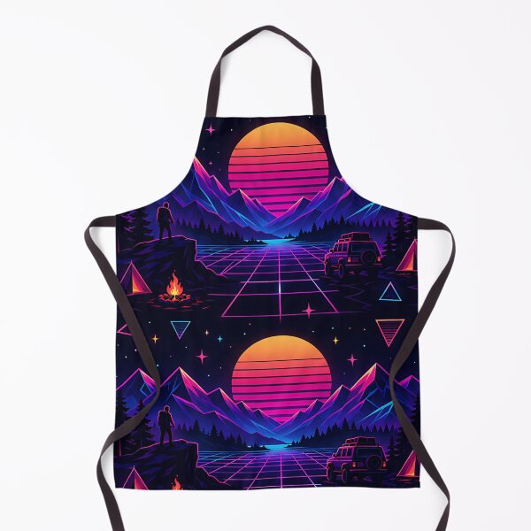 Item preview, Retro 80s Neon Mountain And Forest Pattern designed and sold by Thai Vibe Studio.