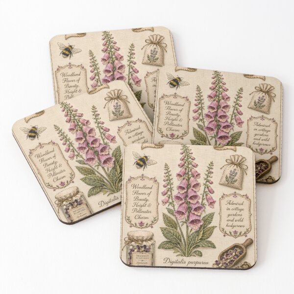 Item preview, Foxglove Vintage Embroidered Woodland Botanical Art designed and sold by Drift Pattern Studio.
