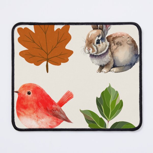Item preview, Watercolor Pattern of Autumn Forest Animals and Dried Leaves designed and sold by TheCozyDesk.