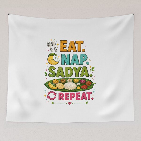 Item preview, Eat Nap Sadya Repeat Funny Onam Kerala Food Lover T-Shirt designed and sold by SHREE ART STUDIO.