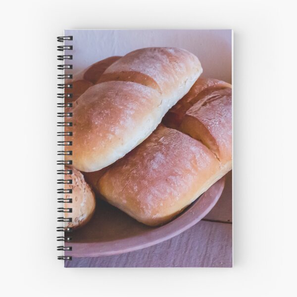 Item preview, Fresh Rustic Bread Rolls and Baked Loaves on Clay Plate in Warm Kitchen Light designed and sold by Nmallia.