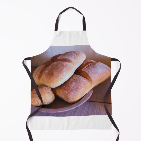 Item preview, Fresh Rustic Bread Rolls and Baked Loaves on Clay Plate in Warm Kitchen Light designed and sold by Nmallia.