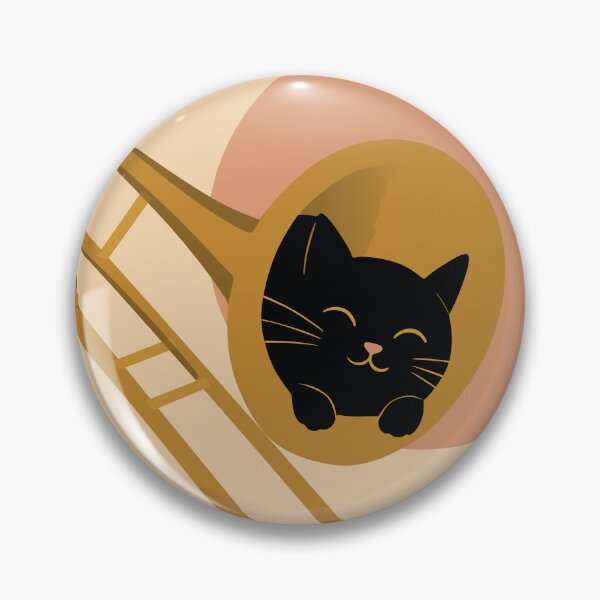 Item preview, Black Cat in Trombone Art Print | Whimsical Jazz Cat Print | Mid-Century Modern Music Art | Cute Minimalist Cat Illustration designed and sold by Studio pod Burom.