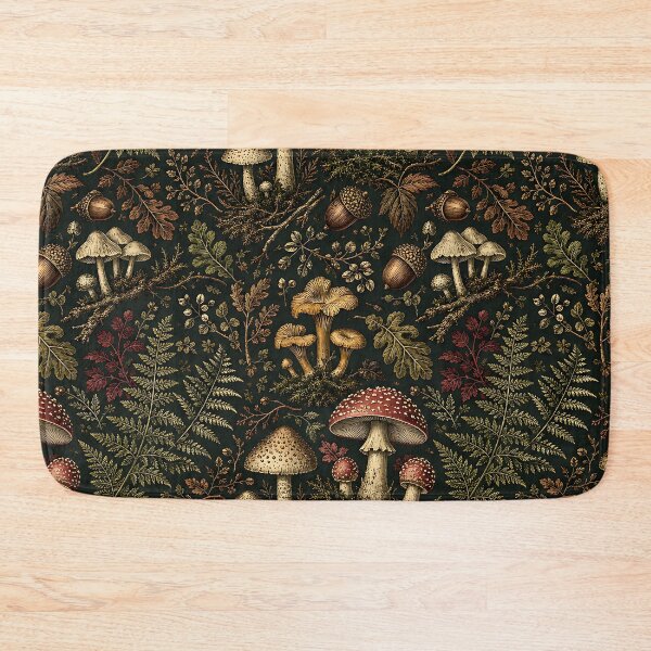 Item preview, Vintage Dark Forest Fungi And Fern Pattern designed and sold by Thai Vibe Studio.
